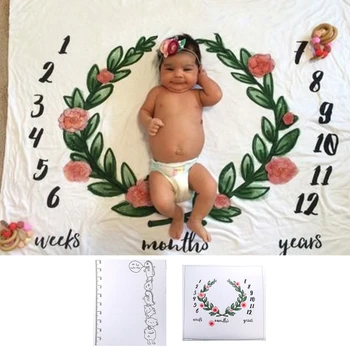 

Newborn Baby Monthly Growth Milestone Blanket Letter Background Photography Prop