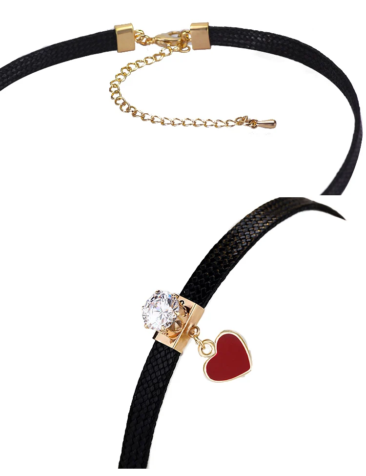 Necklace Crystal Victorian Vintage Gothic Velvet Chocker Red Heart Black Rope Clavicle Short Neck Jewelry Collar Women Jewelry