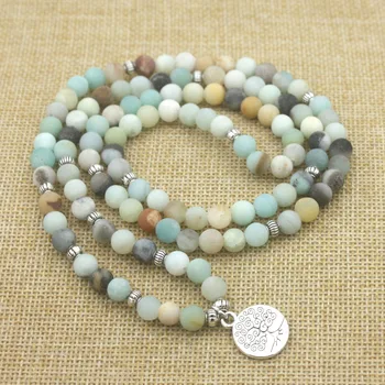 Bracelet Mala Amazonite Givré 108 Perles