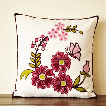 

1Pcs Home Decor Embroidery Series Handmade Embroidered Flower Cushion Cover Sofa Pillow Cover Pillowcase 45*45cm Cotton