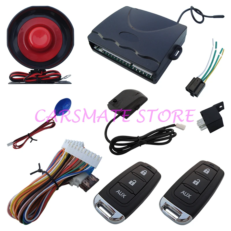 

NEW DC12V One way car alarm Anti-robbery car alarm remote central door lock & remote trunk release with 2 remotes