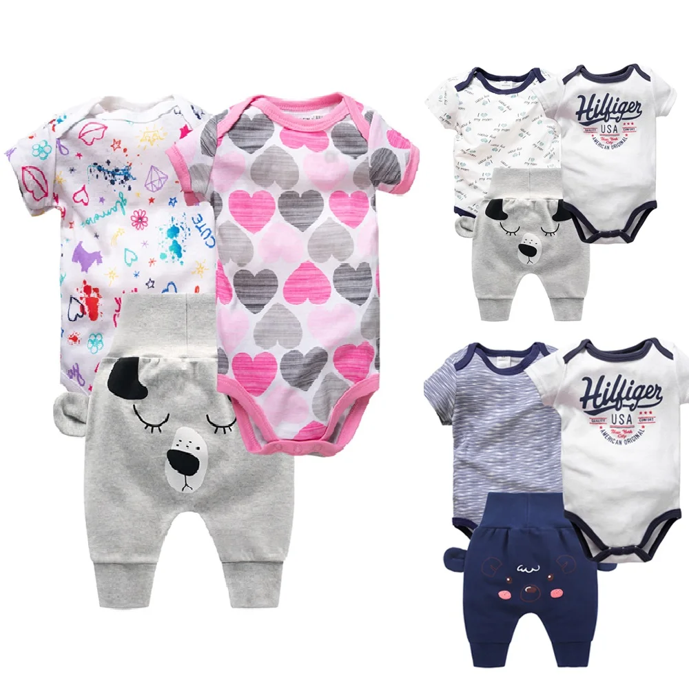 

3PCS/LOT 0-12 Month Baby Twin Bodysuit Clothes Baby Girl Clothing Set Boy Cotton Bodysuits+pant Set