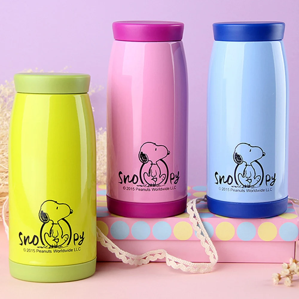 

SNOOPY 350ml stainless steel Cartoon Insulation Cup Heat Cold Preservation Dual Use Water Bottle 360-degree leakproof