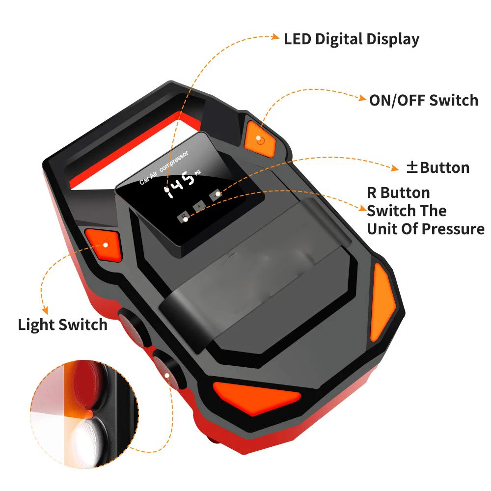 CARAYMIN портативный автомобильный воздушный компрессор DC 12 В 150 фунтов/кв. дюйм цифровой насос для шин точный манометр низкий уровень шума для автомобиля