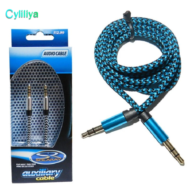 100pcs Aux braid Auxiliary audiop cable 3.5mm male to male stereo audio cord wire 1m 3FT cable