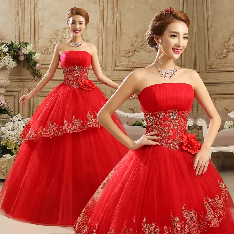 Vestido de noiva Strapless Wedding Dress Lace Tulle Wedding Gowns A Line Cheap Wedding Dresses