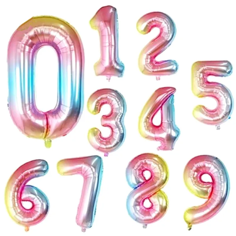 

40" Gradient Numbers Age Aluminium Foil Ballon Helium Balloons Happy Wedding Birthday New Year Baby Shower Party Decoration