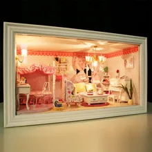Hoomeda 13818 Розовая мечта DIY Handmake кукольный домик с музыкой плафон Миниатюрный Кукольный дом подарок декор игрушка для детей