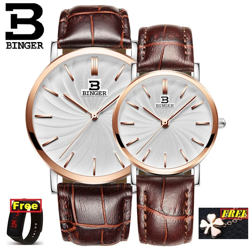

Switzerland BINGER COUPLE watches luxury brand quartz clock full Stainless steel ultrathin Wristwatches Waterproof B3051M B3051L
