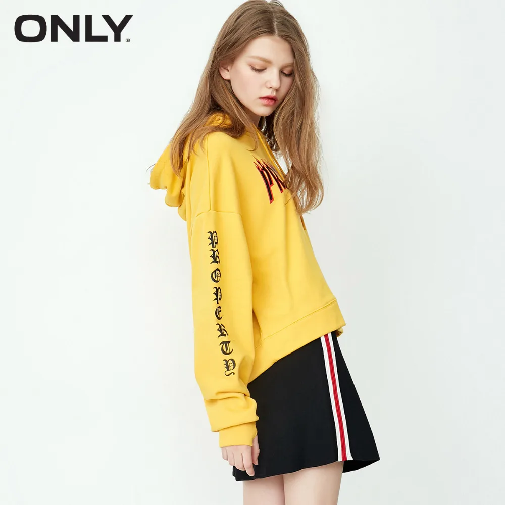 ONLY Women's Loose Fit Printed hooded Hoodie pullover women streetwear |11819S559