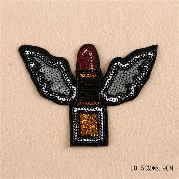 3 PF 7pcslot Sequin Patch Lipstick Flower Patches for Cloth Embroidery Badges on Backpack Dress Applique Decoration Sticker AD002