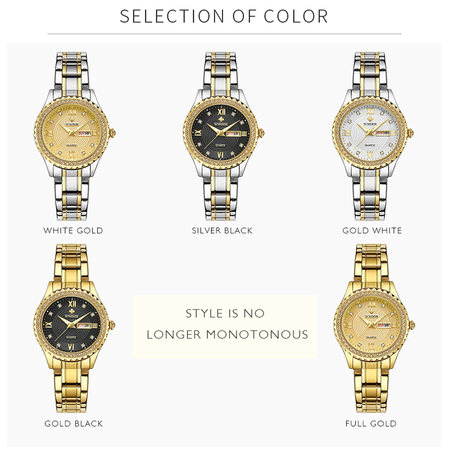 WWOOR новые золотые женские часы-браслет водонепроницаемые женские часы из нержавеющей стали повседневные женские кварцевые часы женские Reloj Mujer
