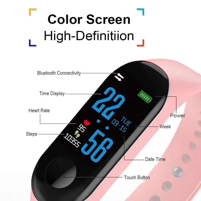 

OGEDA M3A men Smart sport Watch shock resistant Pedometer Fitness Tracker LED Color Screen Smart Watch Bluetooth calendar