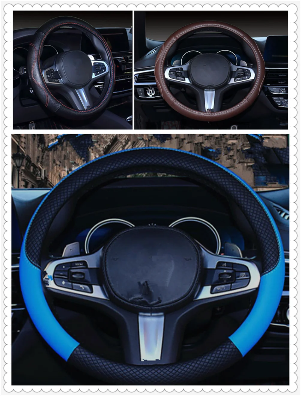 Premium car steering wheel cover 38 cm or 15 inch leather PU for Jeep Renegade Cherokee Wrangler Compass Patriot | Автомобили и