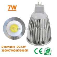 20 шт./лот MR16 COB теплый белый Светодиодный прожектор, 7 Вт с регулируемой яркостью(12 V) лампа освещения заменить 85 Вт галогенная лампа