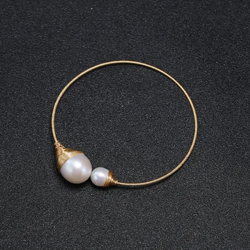

2019 Sale Female Handmade Design Handmade Bangle 8-9mm/13-14mm Baroque Freshwater Pearl Bangle Party Jewelry