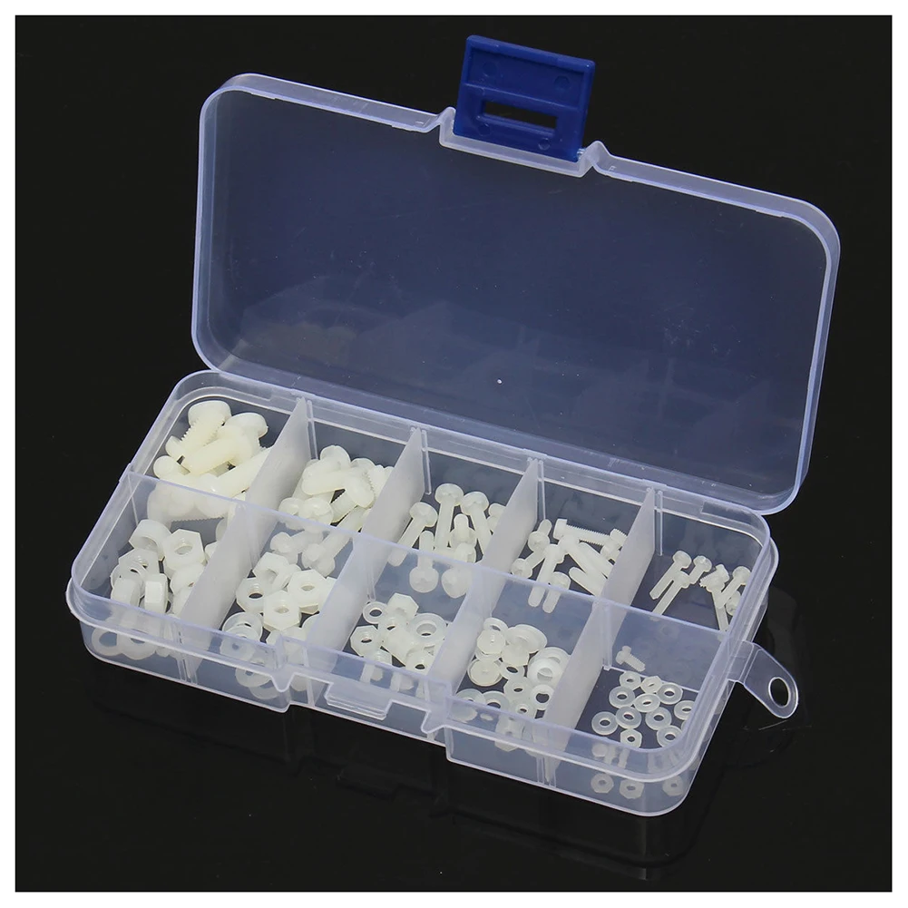

150Pcs M2 M2.5 M3 M4 M5 Nylon Hex Screw Bolt Nut Standoff Assortment Spacer Kit white