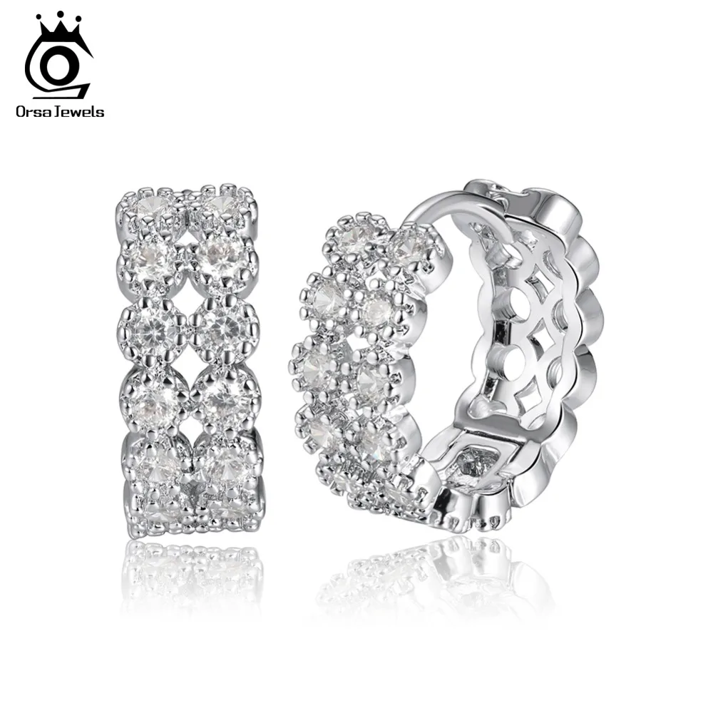ORSA JEWELS, женские серьги-кольца, уникальный дизайн, набор, AAA кубический циркон, серебро и золото, роскошные серьги, ювелирные изделия OME42