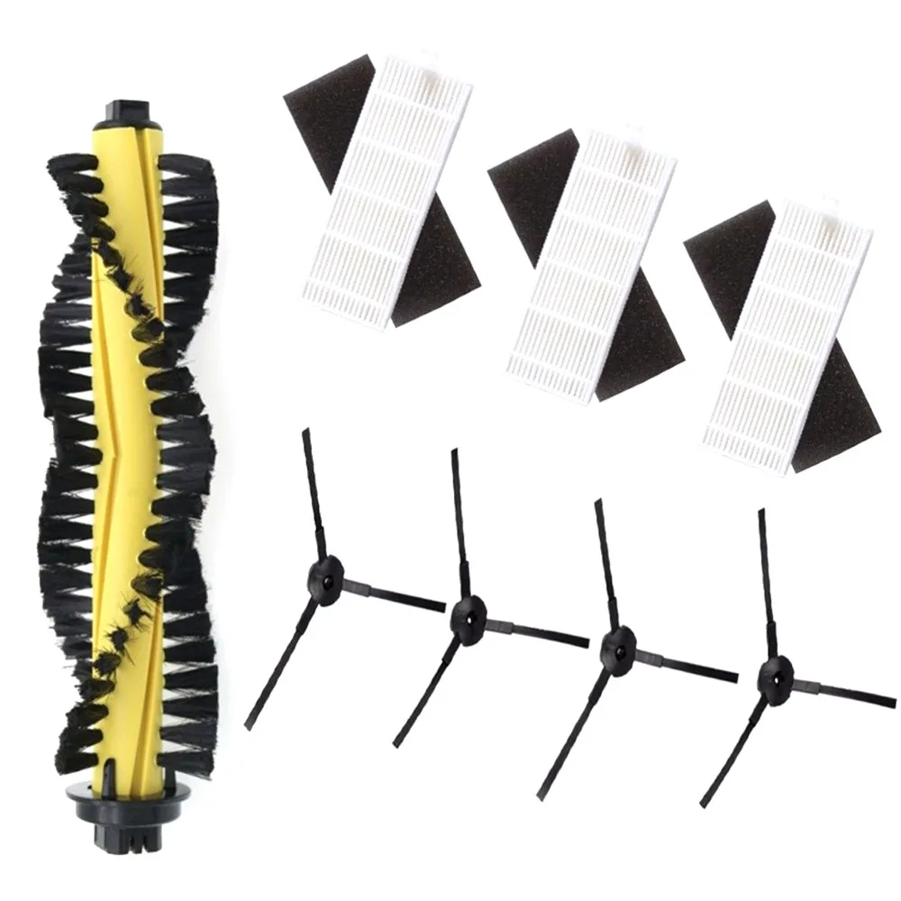 

1Main Brush+3 Dust HEPA Filter+3 Sponge+4 Side Brushes for ILIFE A4 T4 X432 X430 X431 A4S Robot Vacuum Cleaner Replacement Parts
