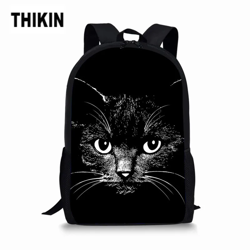 Комплект школьных сумок THIKIN, готический Мун, Черный кот, принт, школьный рюкзак для детей, 3 шт., рюкзак для девочек-подростков, повседневная сумка-портфель - Цвет: as picture