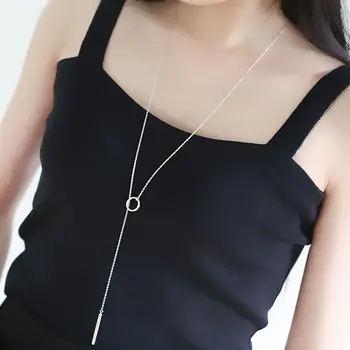 

Korean Style Silver Color Long Line Necklaces For Women Bijoux Choker Necklaces Statement Jewelry Gift 2019