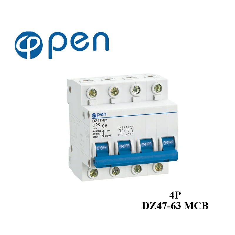 

DZ47 C45 Series 4P 6A/10A/16A/25A/32A/40A/50A/63A Miniature Circuit Breaker MCB for Overload and Short Circuit Protection