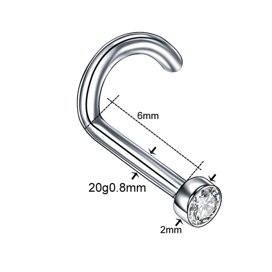 20 шт./лот, G23, титановый пирсинг носа, много штифтов для носа, костные обручи, ноздри, винт, пирсинг, перегородка, ювелирные изделия для тела, пирсинг - Metal color: X20-T0601