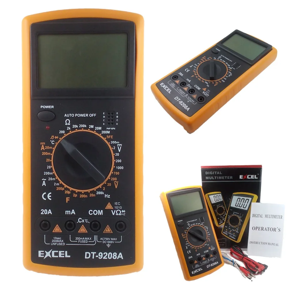 Digital Multimeter DC AC Voltage Current Resistance Capacitance Temperature Frequency Meter