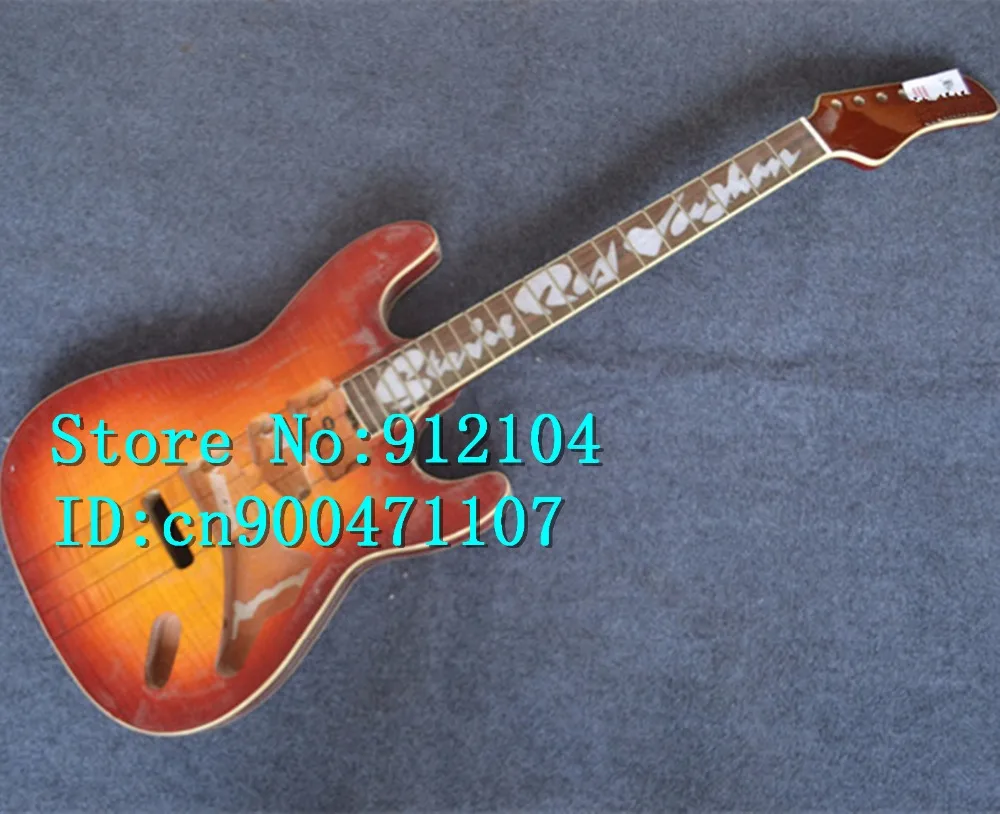 

Big John new 6 strings electric guitar in orange with tiger stripes mahogany body without hardware F-3042