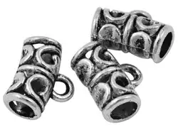 Тибетский Стиль вешалка ссылки, Залог Бисер, свинца и кадмия, старинное серебро, около 11,5 мм, 9 мм широкий, 5,5 мм толщиной