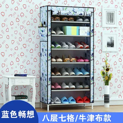 

Simple shoe cabinet Double row reinforcing steel framework Oxford cloth storage shoe hanger