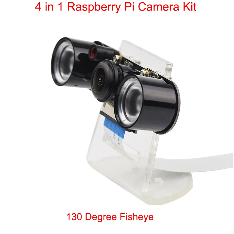 

Raspberry Pi 3 Model B+ Camera Wide Angle Fish Eye Night Vision Camera +IR Sensor Light + Acryclic Holder support Raspberry Pi 3