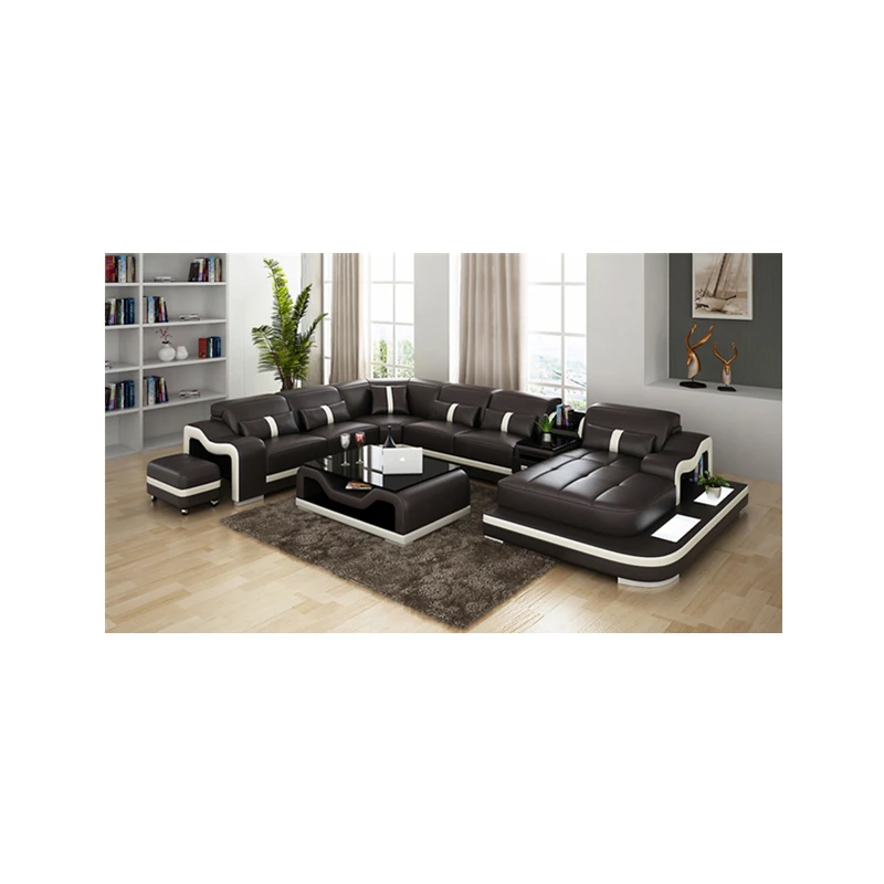 Мебели Германия современный кожаный угловой диван набор для гостиной