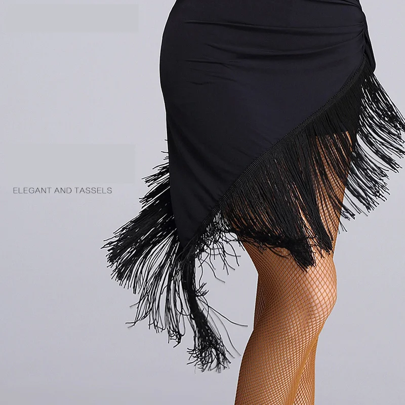 New Latin Dance Dress Tango Salsa Ballroom Competition Black Practice Skirt   G4 