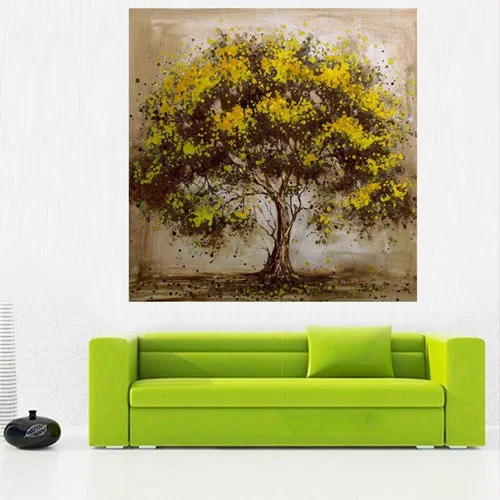 Handgemachte Ölgemälde Auf Leinwand Gelbe Blume Baum Ölgemälde ... Handgemachte Ölgemälde Auf Leinwand Gelbe Blume Baum Ölgemälde ...