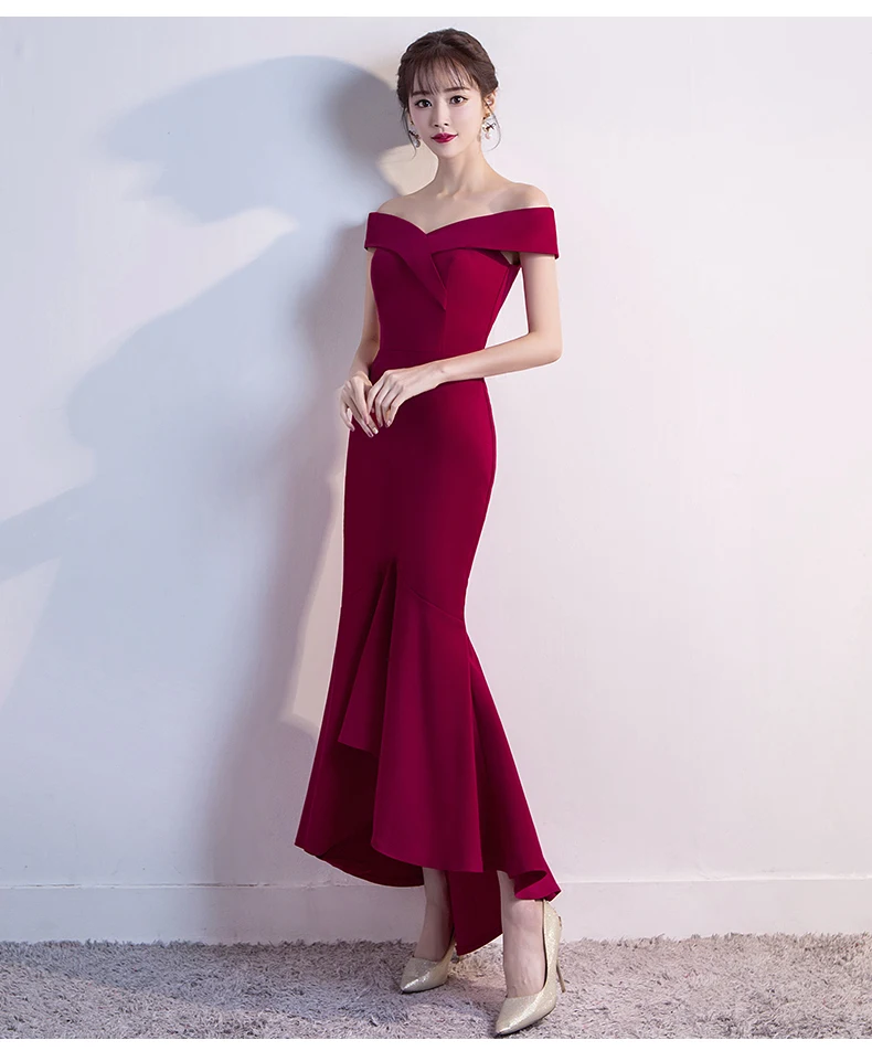  Dress Women Hot Sale Empire Vestidos Mujer Vestido  Festa And Summer Fishtail 2018 Slash-Neck Long Style Shoulder Sexy Party (3)