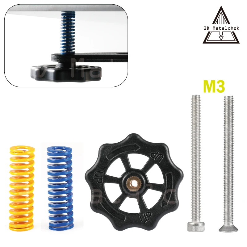 5 шт части 3D принтера M3x40 винт Выравнивающий пружина Выравнивающий набор ручки Выравнивающий компонент набор