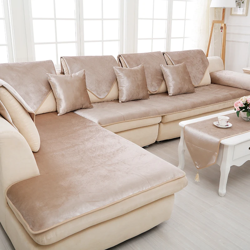 Зимняя плюшевая подушка для дивана, бархатная ткань, универсальная подушка для дивана на четыре сезона, нескользящая наволочка для дивана, индивидуальное полотенце для дивана
