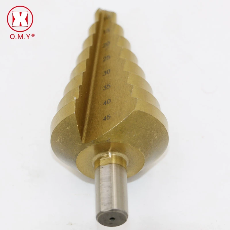 

OMY HSS 10-45mm 8 Steps Round Shank Straight Flute Step Drills For Conduit Wood Metal Aluminum Drilling Hole