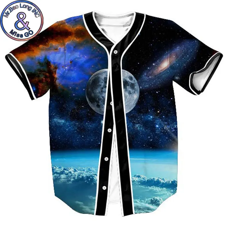 3D Earth Baseball Jersey Men 2018 Space Galaxy Print T Shirt Men Casual Harajuku Baseball Shirt Jerseys Hip Hop Tops Tee Shirt