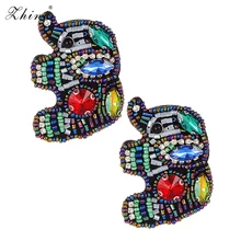 Чинки ручной работы из бисера Милая серьга-гвоздик "Слон" серьги Модные животные массивные этнические серьги с красными кристаллами для женщин Рождественский подарок