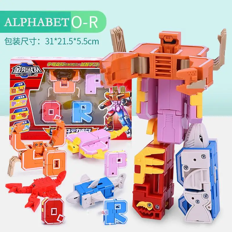 26 букв, A-Z, алфавит, животное, динозавр, воин, деформация, фигурки, трансформация, робот, игрушки для детей, подарок, Brinquedos - Цвет: OPQR With Box