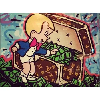 

Handmade alec canvas pop art Alec Graffiti art Custom painting money on canvas wall urban pictures street art