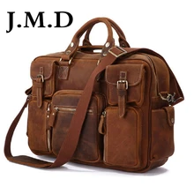 J M D Hot Selling 100 Genuine Leather Rare Crazy Horse Leather Men s Briefcase Laptop