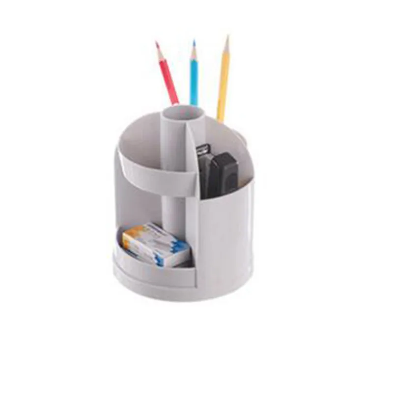 Лидер продаж Творческий Пластик Вращающаяся ручка ваза карандашный горшок держатель щеток для макияжа хранения Многофункциональный канцелярские принадлежности держатель - Цвет: Grey