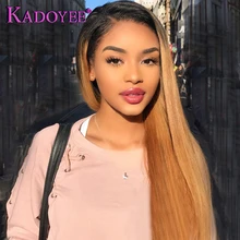 Бразильский прямой парик с кружевным фронтом, Детские волосы, предварительно выщипанные волосы, Омбре, 1B27 цвет, ухо к уху, человеческие волосы, кружевной передний парик