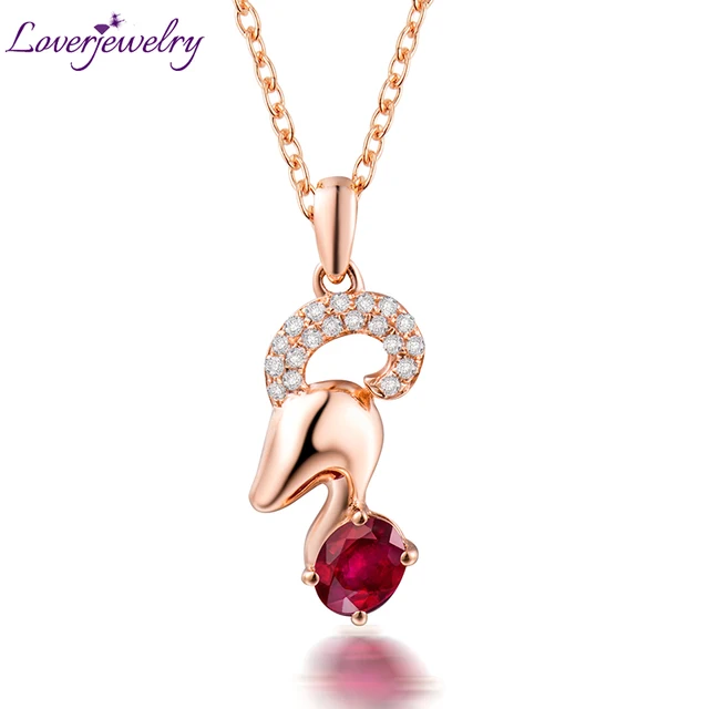 solid 18k rose goldnatural diamond ruby aries pendant for girlfriend christmas jewelry - Christmas Jewelry solid 18k rose goldnatural diamond ruby aries pendant for girlfriend christmas jewelry - Christmas Jewelry