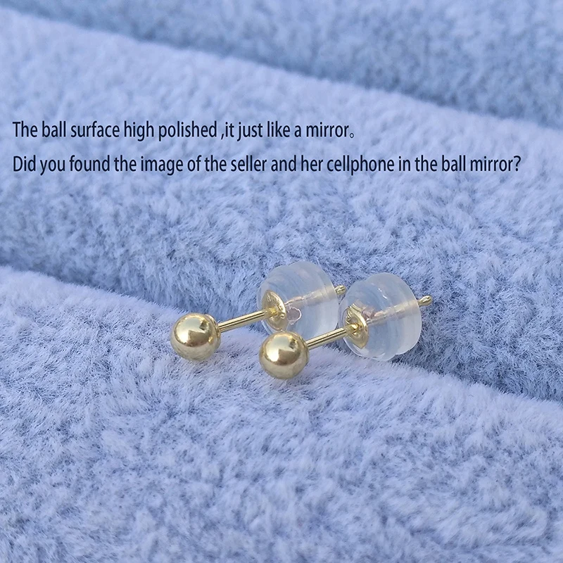 3mm yellow gold ball earring stud for children 