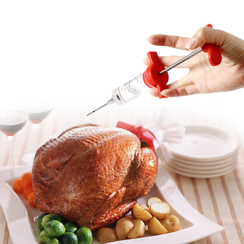 

Stainless Steel Turkey Chicken Needles Spice Syringe Marinade Injector Flavor Syringe Cooking Meat Poultry BBQ Accessories Tools