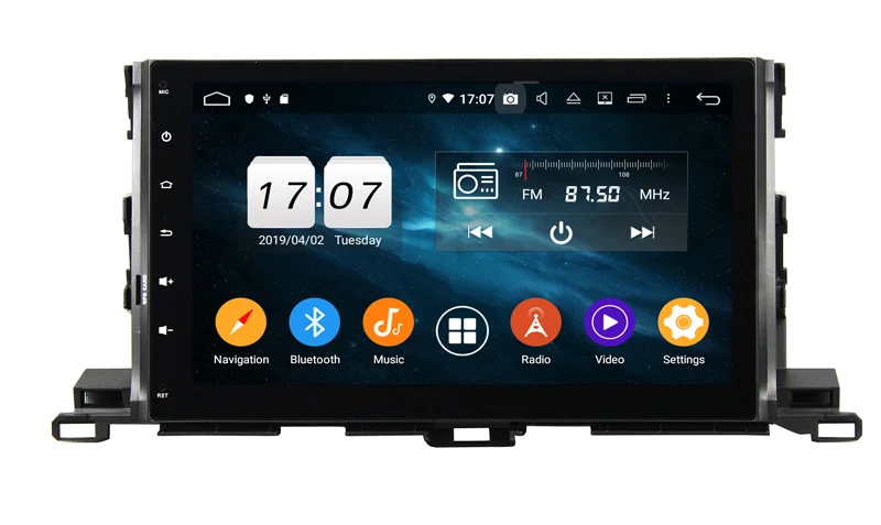 Discount 1024*600 HD touch screen android 9.0 car radio gps for toyota Highlander 2015-2017 with 8 core 4G RAM 64G ROM gps navi audio 4